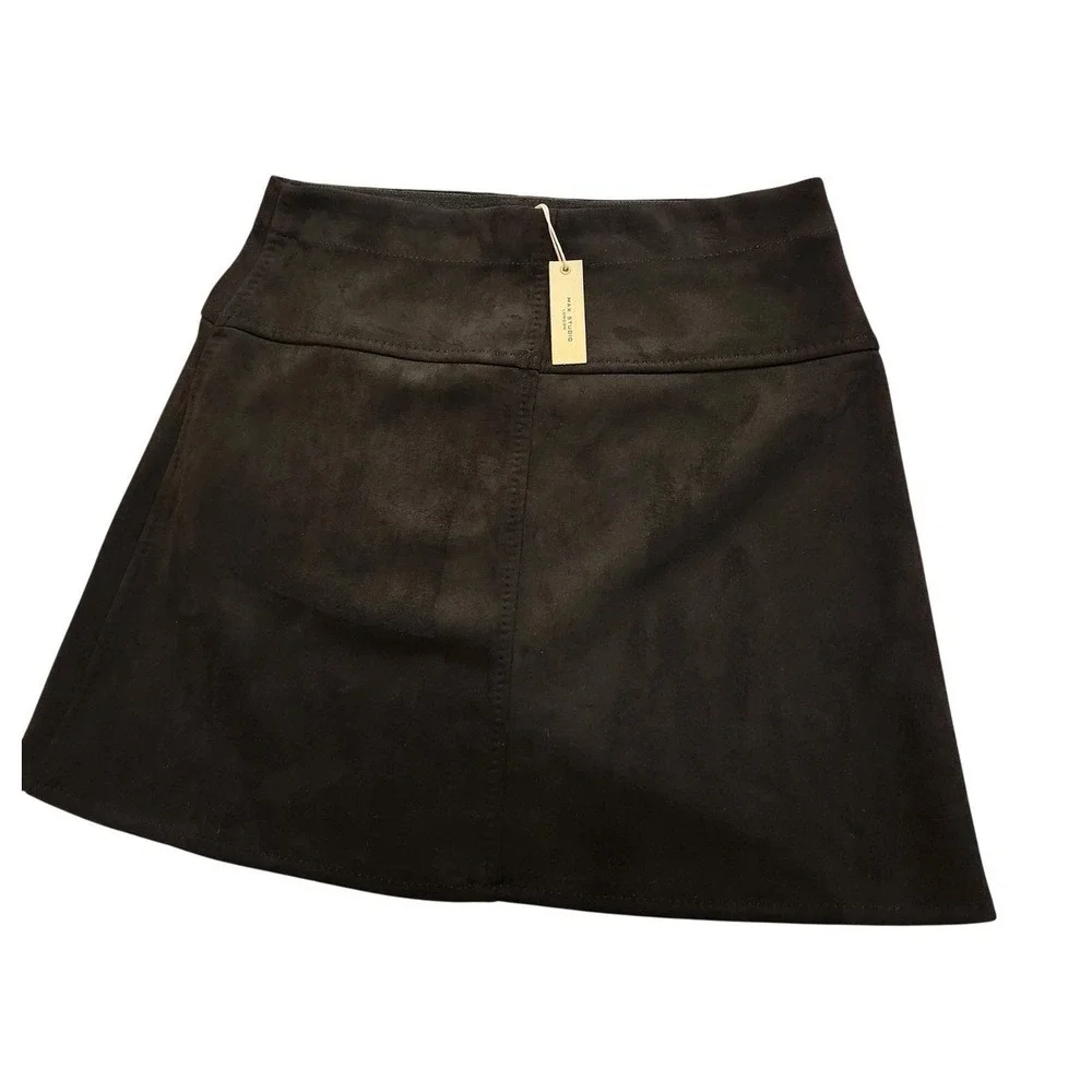 Max Studio Skirt Womens Medium Black Faux Suede Mini Pull On Stretch MSRP‎ $118